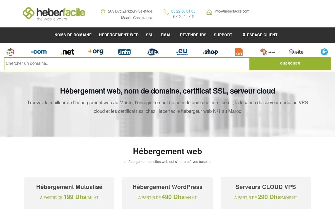 Heberfacile : Services complets d’hébergement et de noms de domaine avec support réactif